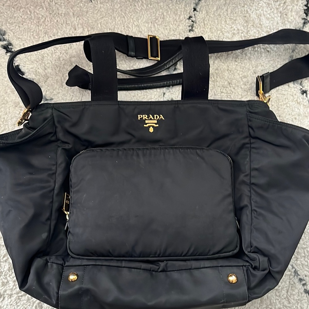 Prada Diaper Bag, Black with Gold hardware